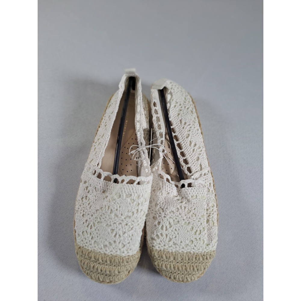Alexis Bendel Comfort Crochet Espadrille Flats Cream White Lace Slip On Size 6 - Picture 3 of 6